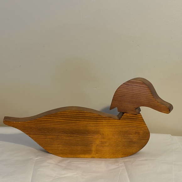 Other - Vintage Carved Wood Duck Figure Silhouette Swivel Head Cottage Core Boho 90s